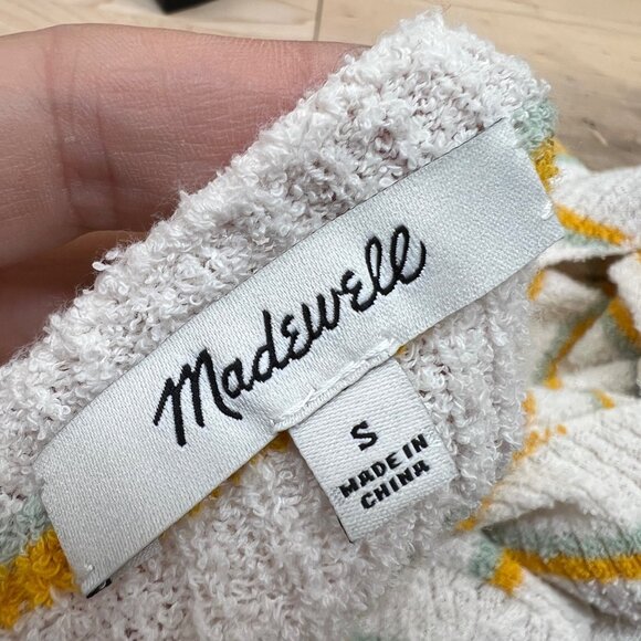 Madewell Striped Short Sleeve Sweater Top White Yellow Size Small - Picture 7 of 9